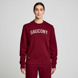 Bluza Saucony Recovery Crew Damskie Bordowe | PL-PCIKT