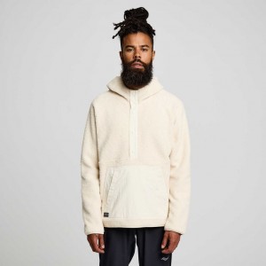 Bluza z Kapturem Saucony Recovery Sherpa Pullover Męskie Kremowe | PL-RODCV