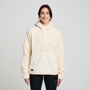 Bluza z Kapturem Saucony Recovery Sherpa Pullover Damskie Beżowe | PL-YETAH