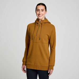 Bluza z Kapturem Saucony Recovery Zip Tunic Damskie Brązowe | PL-CEYMB