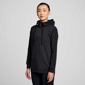 Bluza z Kapturem Saucony Recovery Zip Tunic Damskie Czarne | POLSKA-XCETH