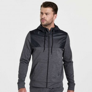 Bluza z Kapturem Saucony Solstice Zip Męskie Czarne | POLSKA-KXRMZ