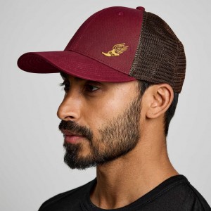 Czapki Trucker Saucony Adjustable Snap Back Męskie Czerwone | PL-QIPYM