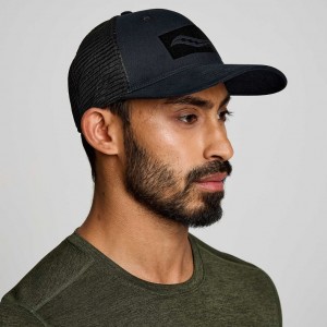 Czapki Trucker Saucony Adjustable Snap Back Męskie Czarne | POLSKA-YBJXV