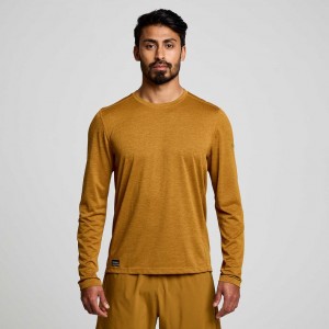 Koszulka Saucony Stopwatch Long Sleeve Męskie Brązowe | PL-YTFIK