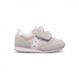 Trampki Saucony Baby Jazz Hook & Loop Małe Dziecko Szare Różowe | PL-WCZTL