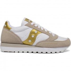 Trampki Saucony Jazz Original Damskie Białe Beżowe Złote | PL-AWHXB