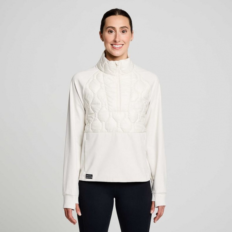 Bluza Saucony Solstice Oysterpuff 1/2 Zip Damskie Białe | PL-GFEPH