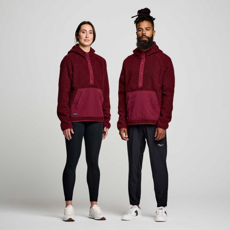 Bluza z Kapturem Saucony Recovery Sherpa Pullover Męskie Bordowe | POLSKA-PFKIA