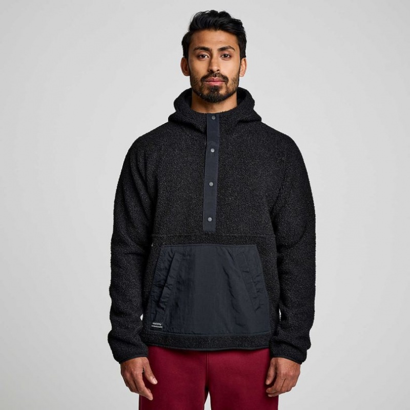 Bluza z Kapturem Saucony Recovery Sherpa Pullover Męskie Czarne | POLSKA-YKUPZ