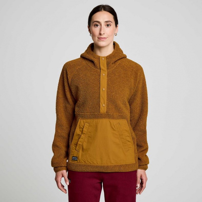 Bluza z Kapturem Saucony Recovery Sherpa Pullover Damskie Brązowe | PL-IANLD