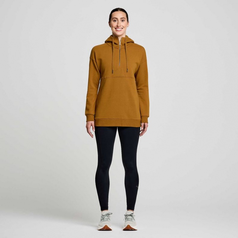 Bluza z Kapturem Saucony Recovery Zip Tunic Damskie Brązowe | PL-CEYMB