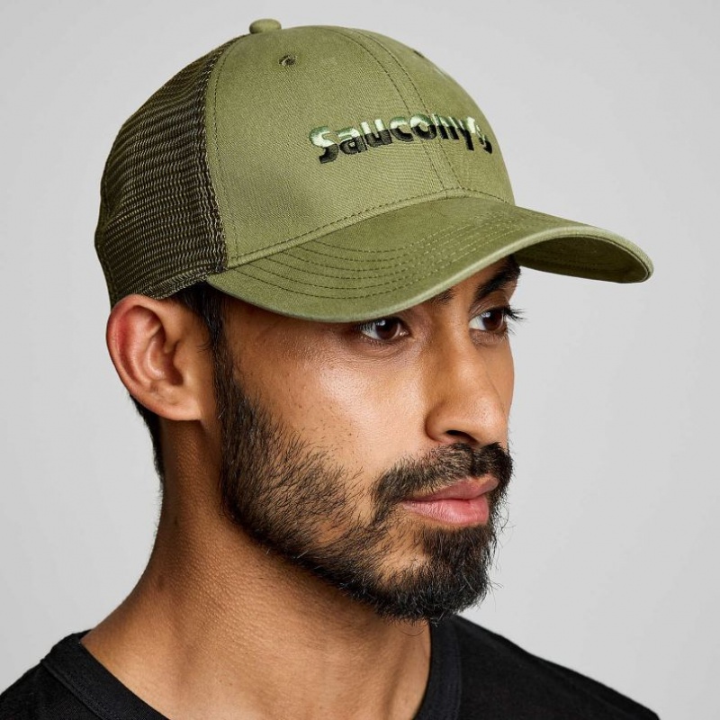 Czapki Trucker Saucony Adjustable Snap Back Męskie Oliwkowe | PL-YRXQI