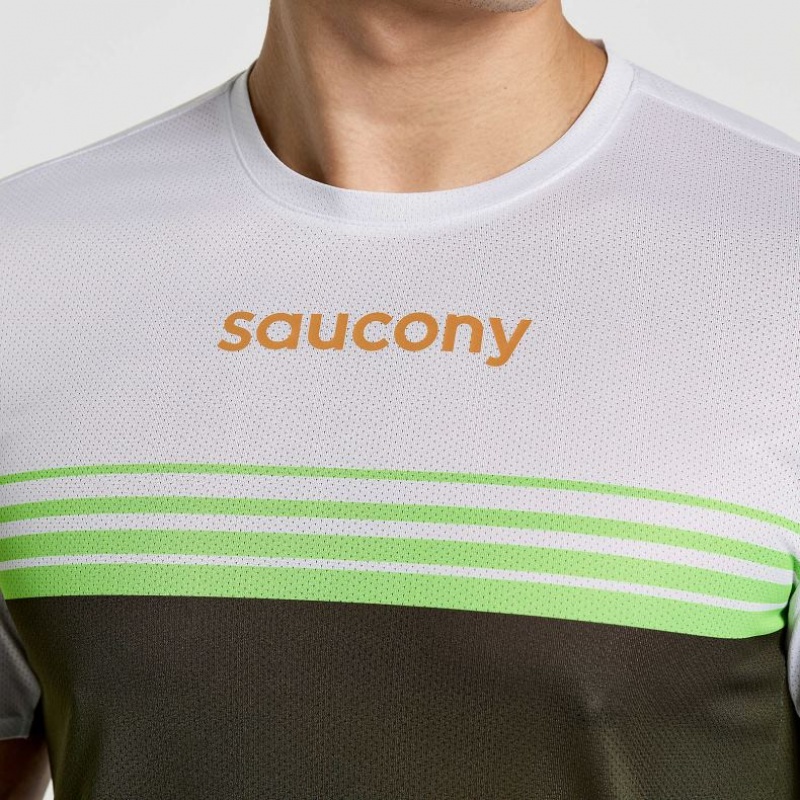 Koszulka Saucony Elite Krótkie Sleeve Męskie Białe Czarne | POLSKA-LTSHF