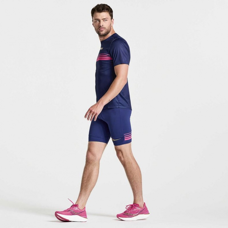 Koszulka Saucony Elite Krótkie Sleeve Męskie Granatowe | PL-MFXRY