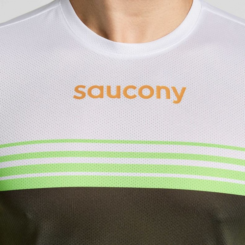 Koszulka Saucony Elite Long Sleeve Męskie Białe Czarne | POLSKA-VDWCM