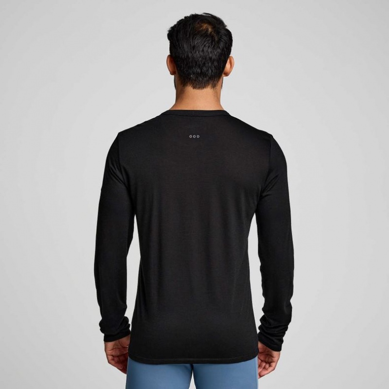 Koszulka Saucony Peregrine Merino Long Sleeve Męskie Czarne | PL-XGINJ