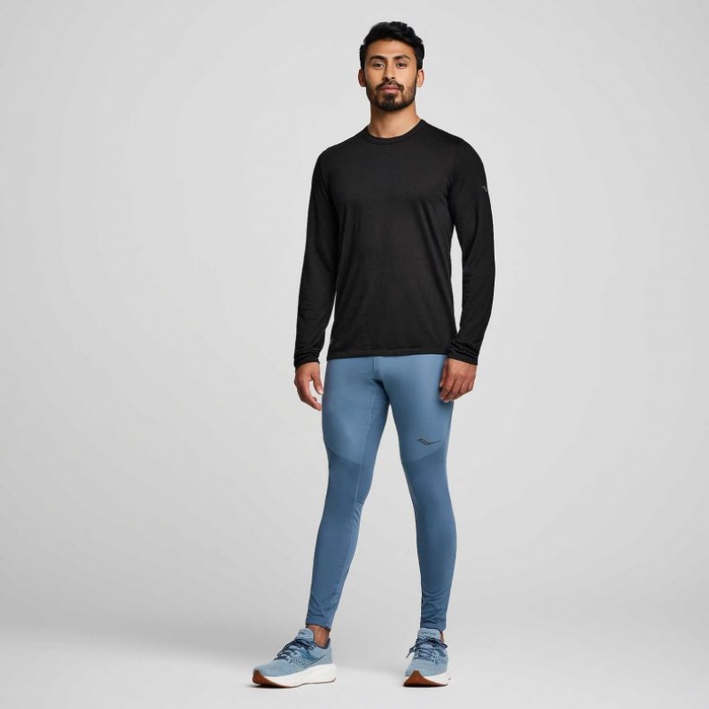 Koszulka Saucony Peregrine Merino Long Sleeve Męskie Czarne | PL-XGINJ