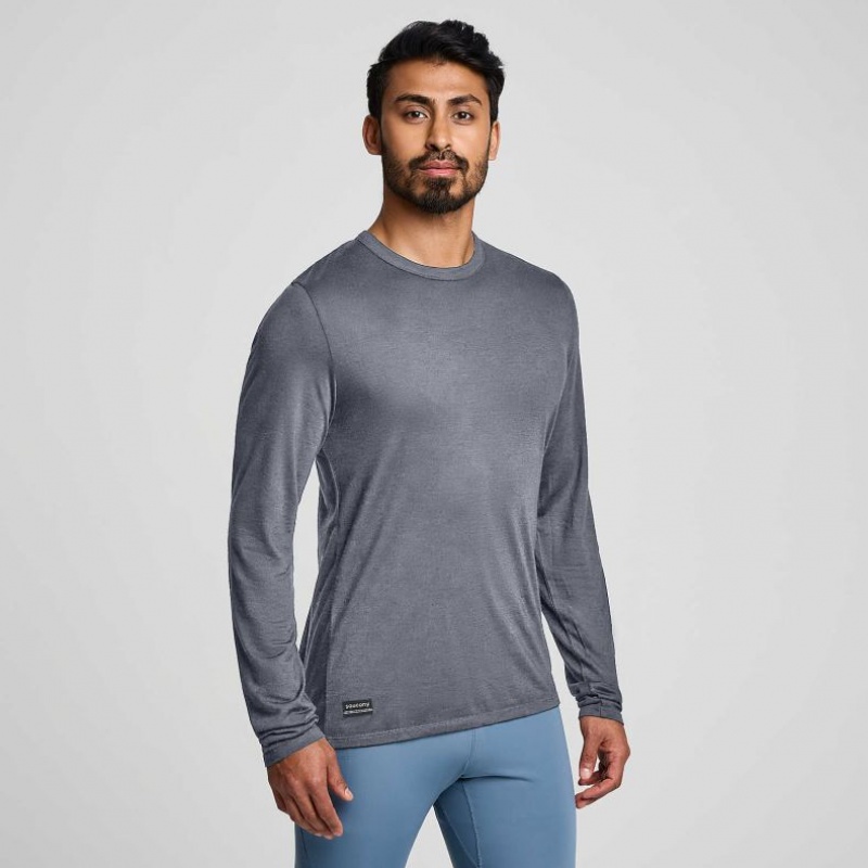 Koszulka Saucony Peregrine Merino Long Sleeve Męskie Szare | POLSKA-YFOHG