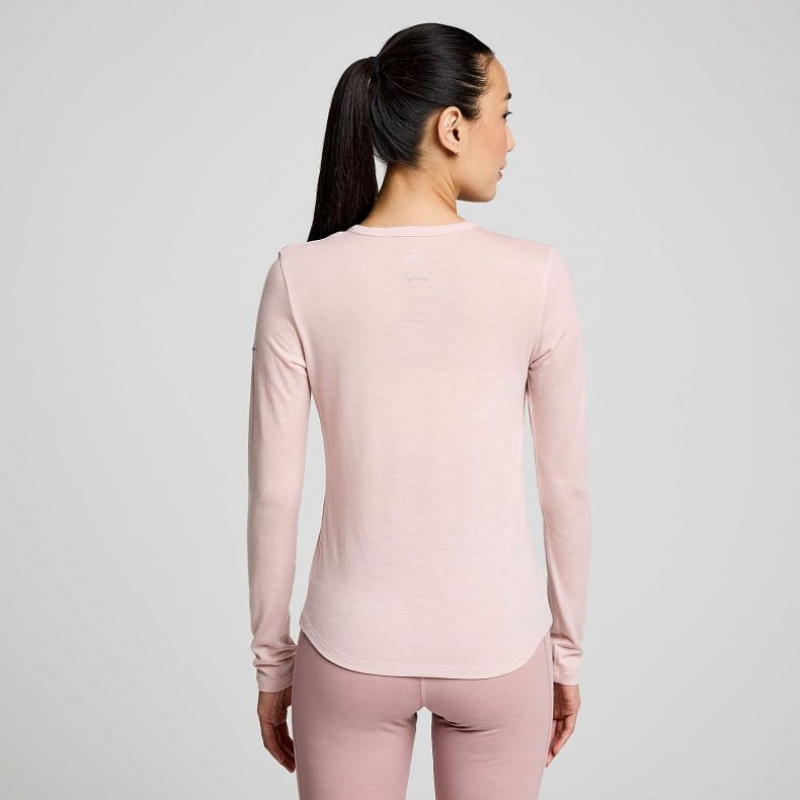 Koszulka Saucony Peregrine Merino Long Sleeve Damskie Różowe | PL-FDZEP