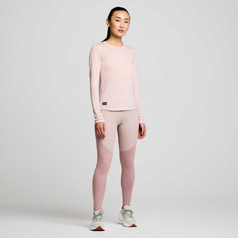 Koszulka Saucony Peregrine Merino Long Sleeve Damskie Różowe | PL-FDZEP