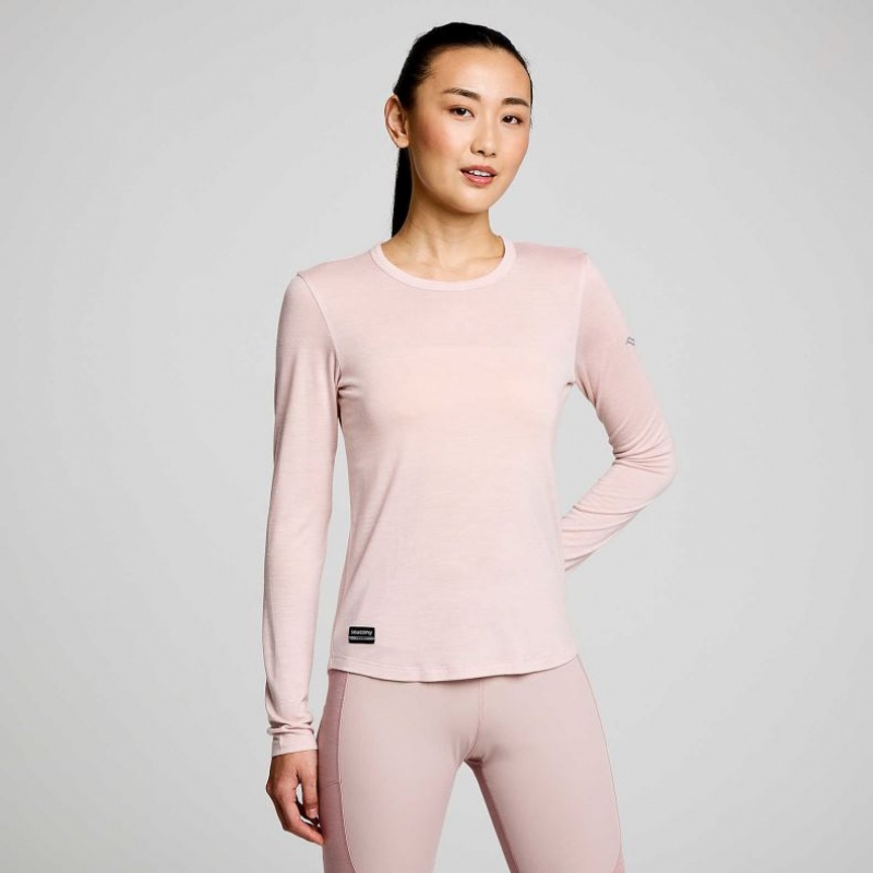 Koszulka Saucony Peregrine Merino Long Sleeve Damskie Różowe | PL-FDZEP