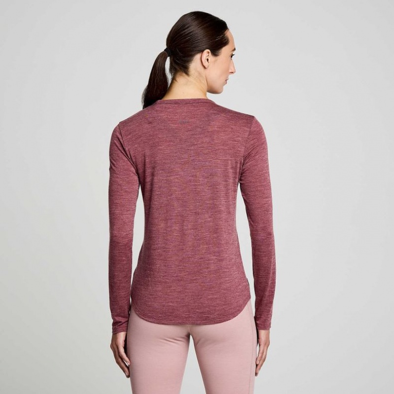 Koszulka Saucony Peregrine Merino Long Sleeve Damskie Czerwone | PL-JBLON