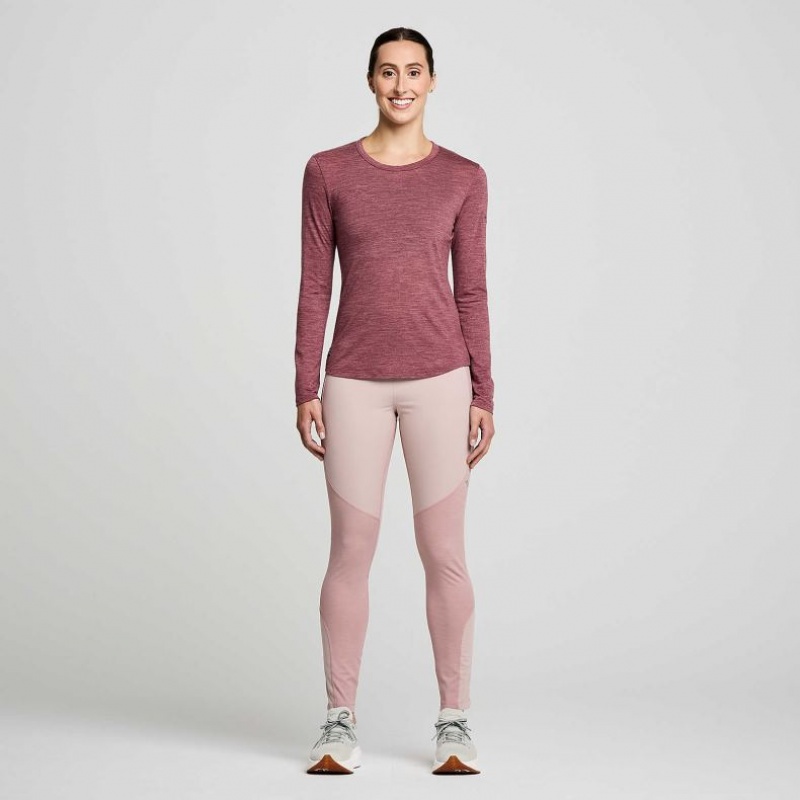 Koszulka Saucony Peregrine Merino Long Sleeve Damskie Czerwone | PL-JBLON