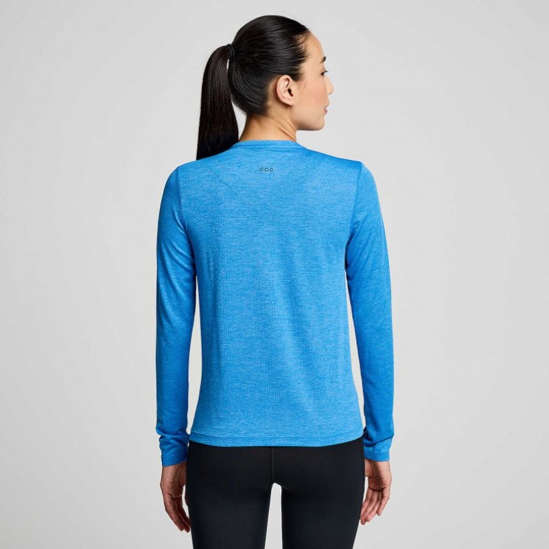 Koszulka Saucony Stopwatch Long Sleeve Damskie Niebieskie | PL-IHYLC