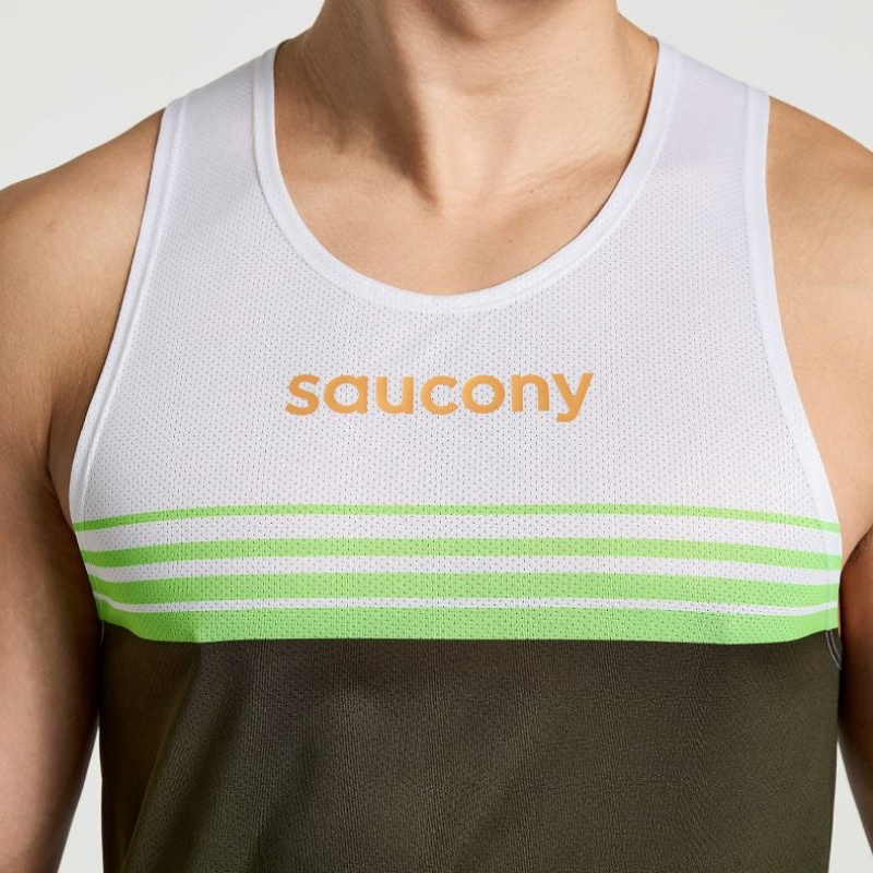 Podkoszulki Saucony Elite Singlet Męskie Białe Czarne | POLSKA-XNYDF