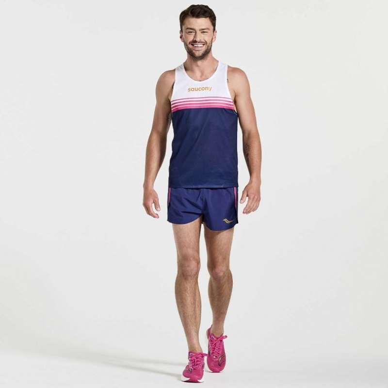 Podkoszulki Saucony Elite Singlet Męskie Białe Granatowe | PL-ZLHGW