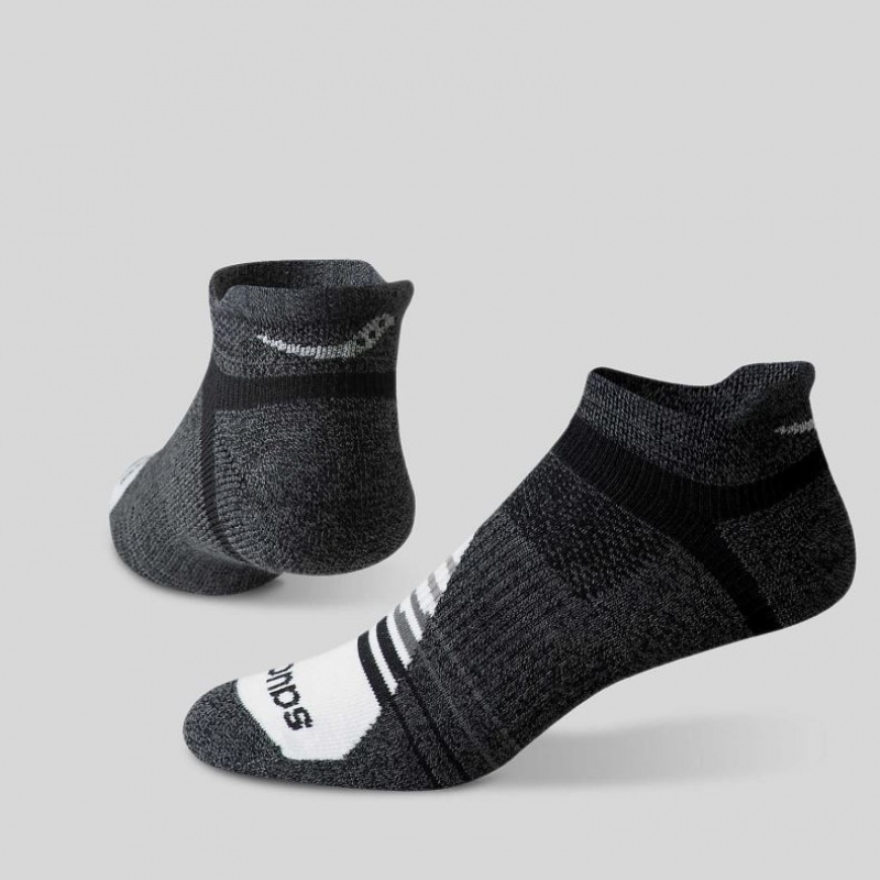 Skarpetki Saucony Inferno Merino Wool Blend No Show 3-Pack Męskie Czarne Szare | POLSKA-XZCKW