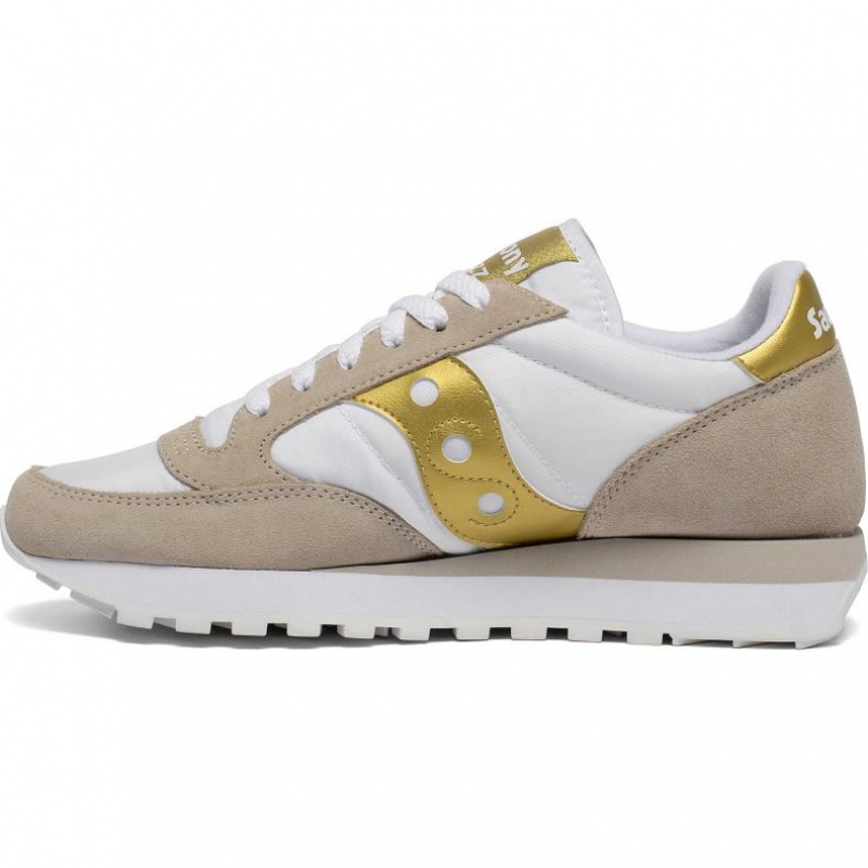 Trampki Saucony Jazz Original Damskie Białe Beżowe Złote | PL-AWHXB