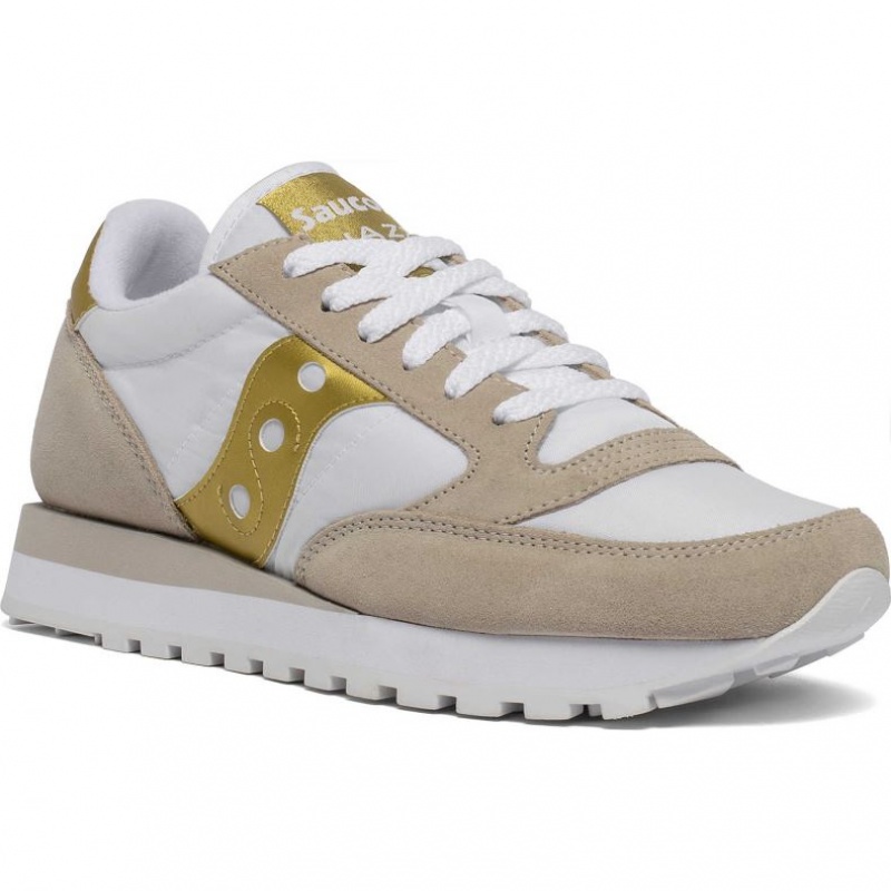 Trampki Saucony Jazz Original Damskie Białe Beżowe Złote | PL-AWHXB